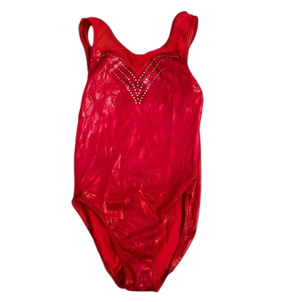 Balera Red Rhinestone Girls Leotard Girls Size Medium